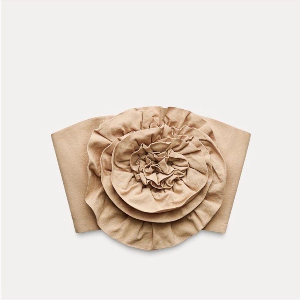 Zara Textured Flower Top NWT. Sz Small. Light tan.